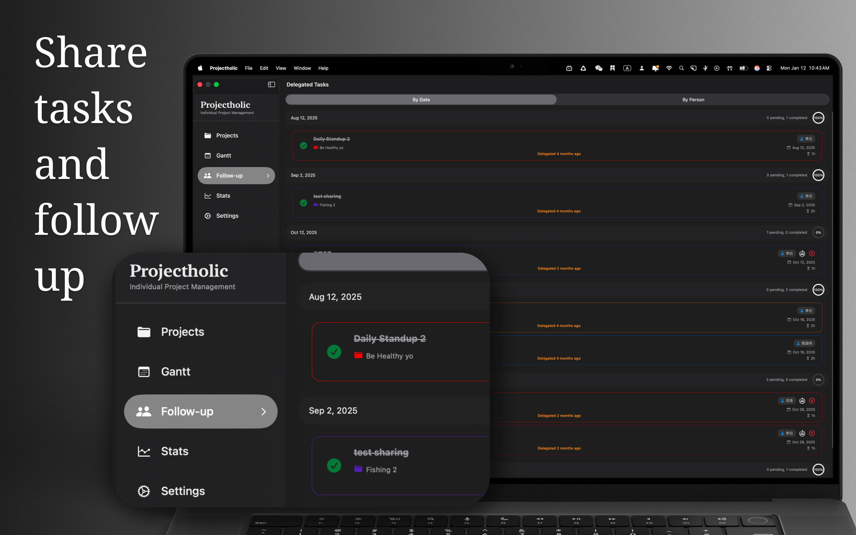 A freelance project plan on macOS in Projectholic with a clearly defined scope and timeline